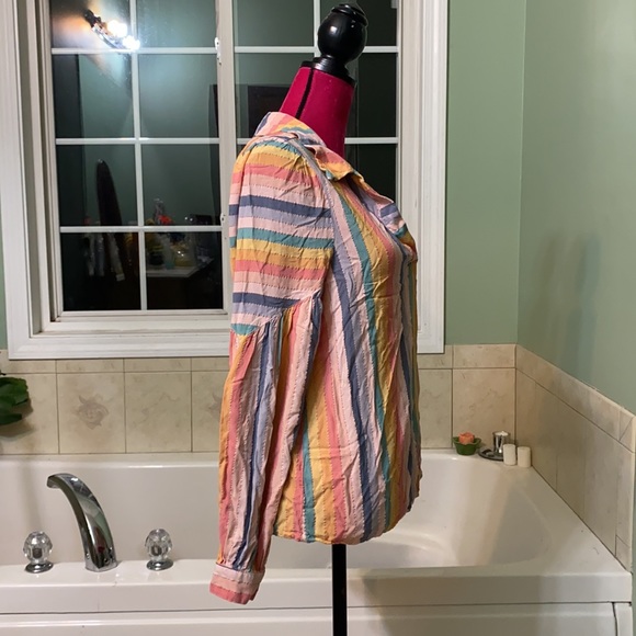 Amadi Anthropologie Rainbow Peasant Blouse Size Large Amadi-Anthro - Picture 8 of 10